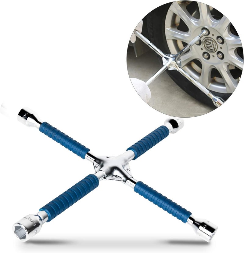 ETERNA Professional 16" Four Way Lug Wrench, Anti-slip Design Cross Wrench, Heavy Duty Lug Nut Wrench, Carbon Steel Socket Spanner, Universal Car Tire Wheel Repair Tool - Image 1